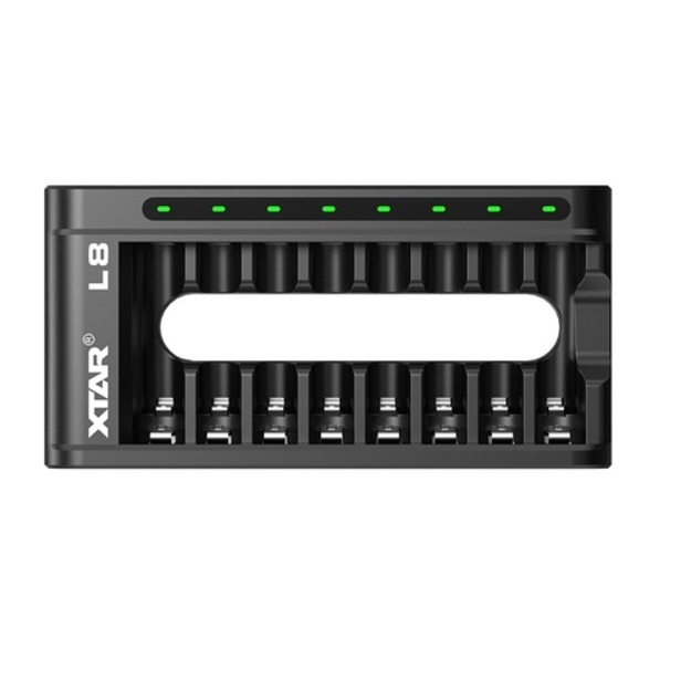 XTAR L8 AA/AAA lādētājs 1,5 V Li-ION/NiMH, 8 kanāli, USB-C