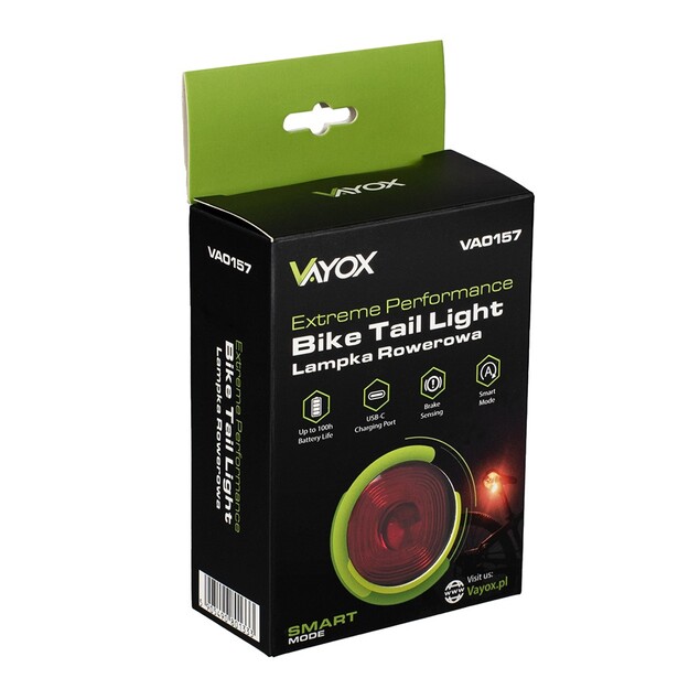 Vayox SMART USB-C 400mAh aizmugurējais velosipēda lukturis VA0157