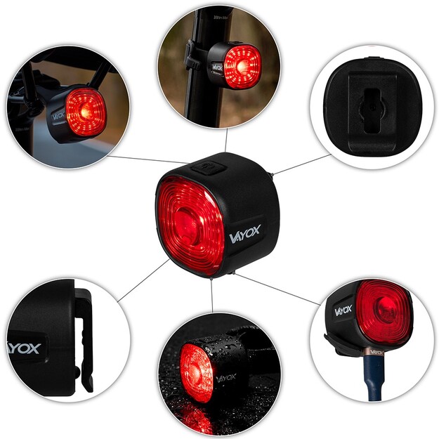 Vayox SMART USB-C 400mAh aizmugurējais velosipēda lukturis VA0157