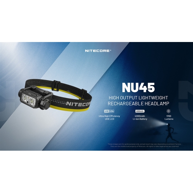 Nitecore NU45 lukturītis 1700lm, 3 gaismas avoti