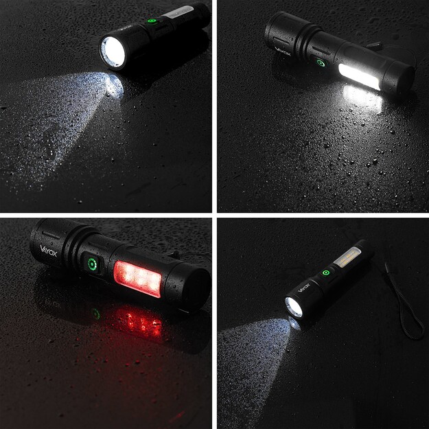 Vayox uzlādējams taktiskais lukturis 260lm 5W LED + SMD VA0181