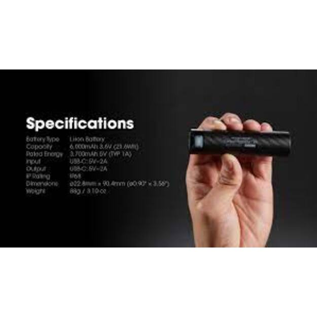 Nitecore Carbon akumulators 6000mAh 21700 Li-ion