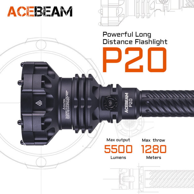 AceBeam P20 Professional long distance flashlight