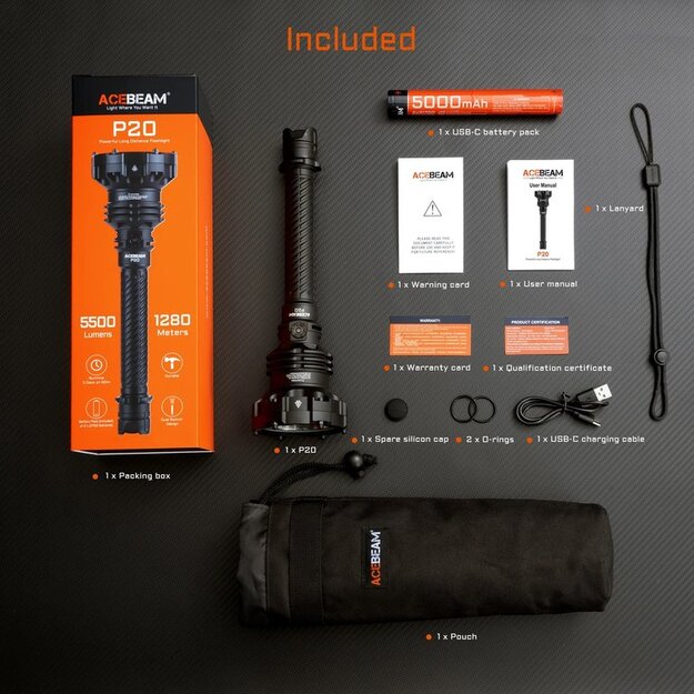 AceBeam P20 Professional long distance flashlight
