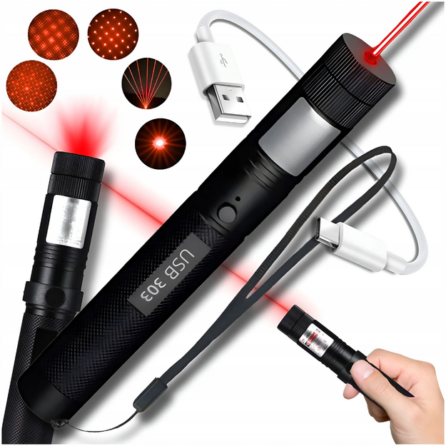 USB laser rechargeable, green with USB charging