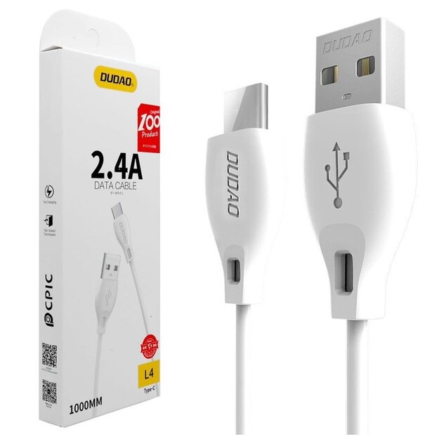 Dudao kabelis USB Type C 2.1A 1m (L4T 1m balts)