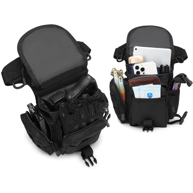 Taktiskā kājas soma, melns