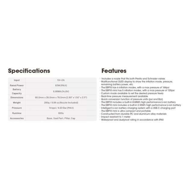 Nitecore EBP10 elektroniskais gaisa sūknis