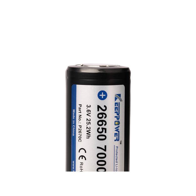 Keeppower 26650 * 7000mAh 3.6V-3.7V litija jonu akumulators ar PCB aizsardzību 1 gab. P2670C
