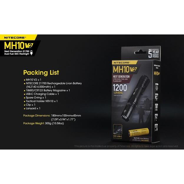 Nitecore MH10 V2 - 1200lm lukturis