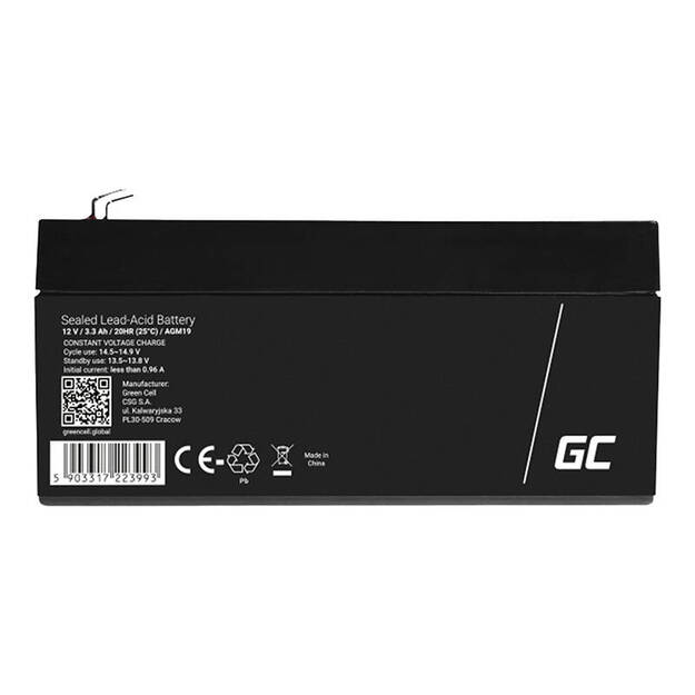 AGM VRLA Green Cell AGM41 12V 1,3Ah akumulators (signalizācijai, kases aparātiem, rotaļlietām)