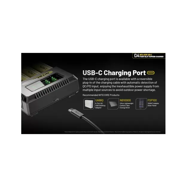 Nitecore Ci4 četru kanālu lādētājs