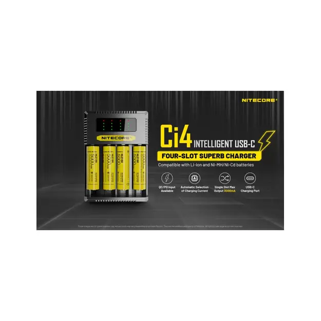 Nitecore Ci4 četru kanālu lādētājs