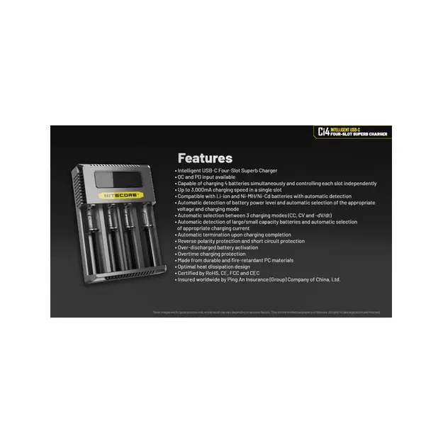 Nitecore Ci4 četru kanālu lādētājs