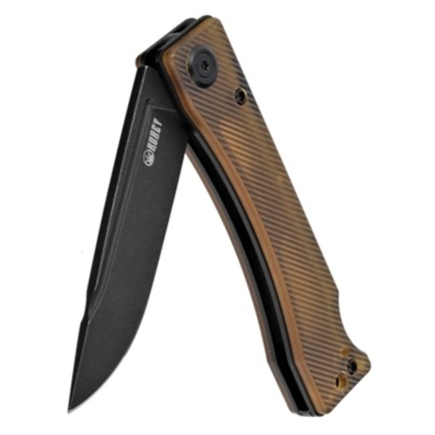 Складной нож Kubey Akino из стали 14C28N желтого цвета с черным покрытием, производства Tiguass (KU2102H)