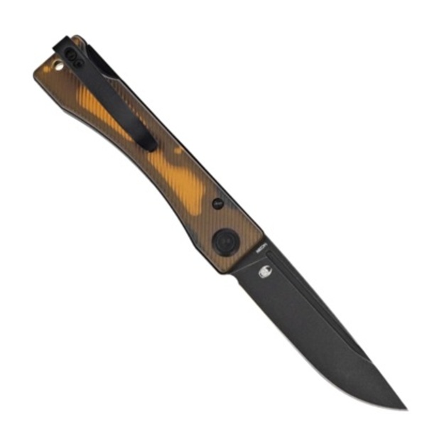 Складной нож Kubey Akino из стали 14C28N желтого цвета с черным покрытием, производства Tiguass (KU2102H)