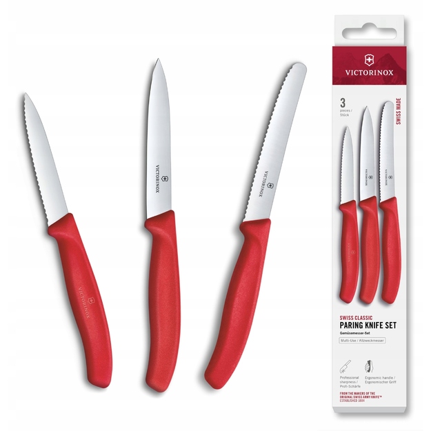 Victorinox Swiss Classic trīsdaļīgs mizojamo nažu komplekts, sarkans 6.7111.34C1