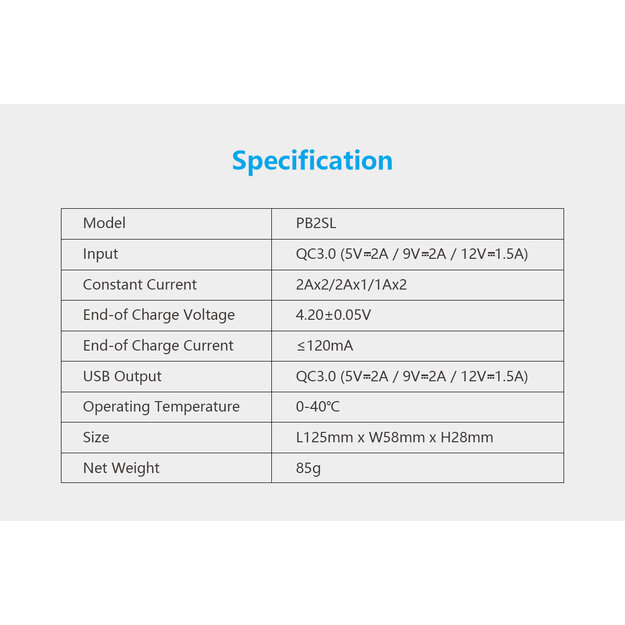 Xtar PB2SL lādētājs/ baro&scaron;anas banka cilindriskām litija jonu baterijām 18650 / 20700 / 21700