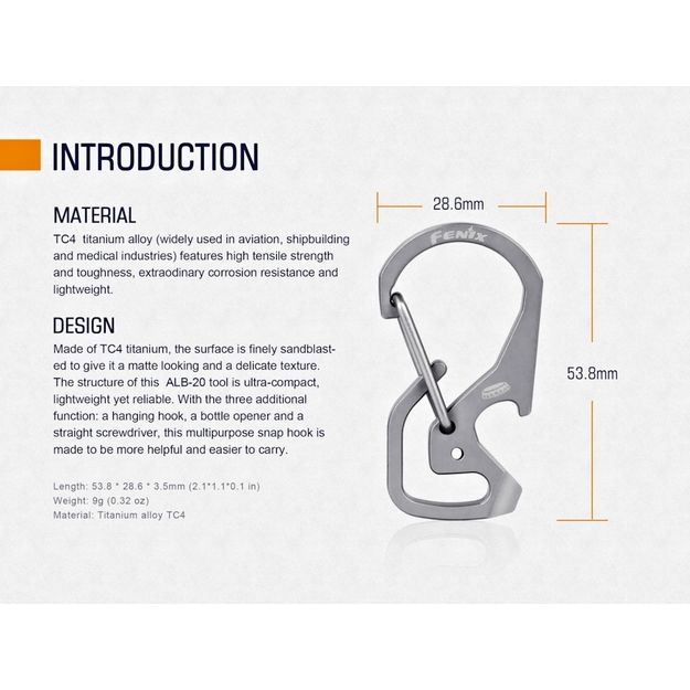 Fenix ALB-20 Multi-Purpose Snap Hook