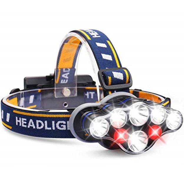 LED flashlight on the head 7 LEDs with red light