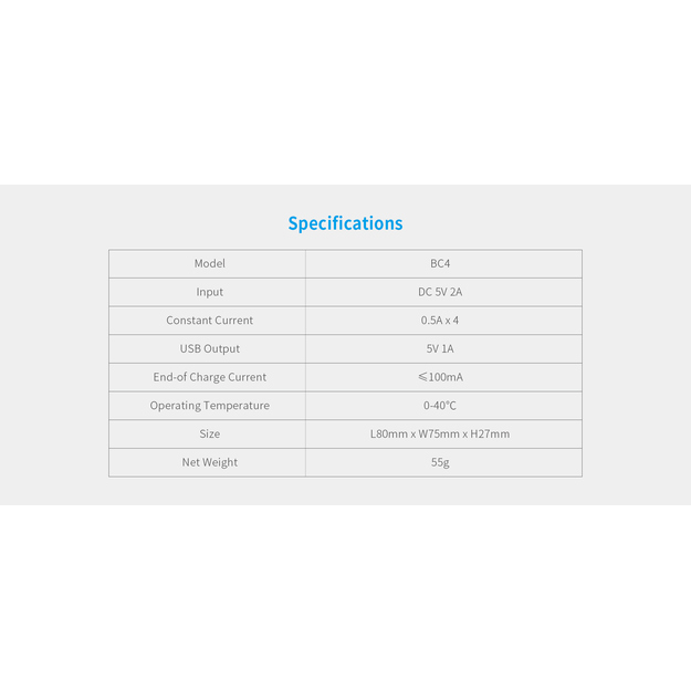 Xtar BC4 lādētājs NiMH un Li-ion AA, AAA baterijām