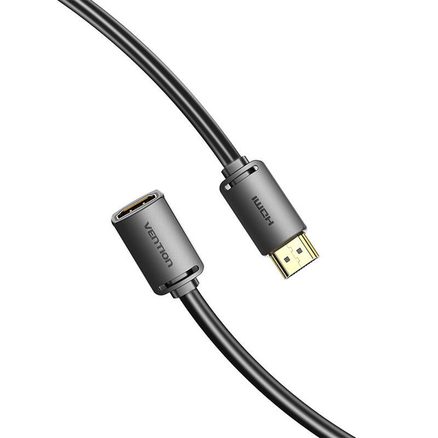HDMI 2.0 vīri&scaron;ķais un HDMI 2.0 sievi&scaron;ķais pagarinā&scaron;anas kabelis Vention AHCBI, 3 m, 4K 60 Hz, (melns)