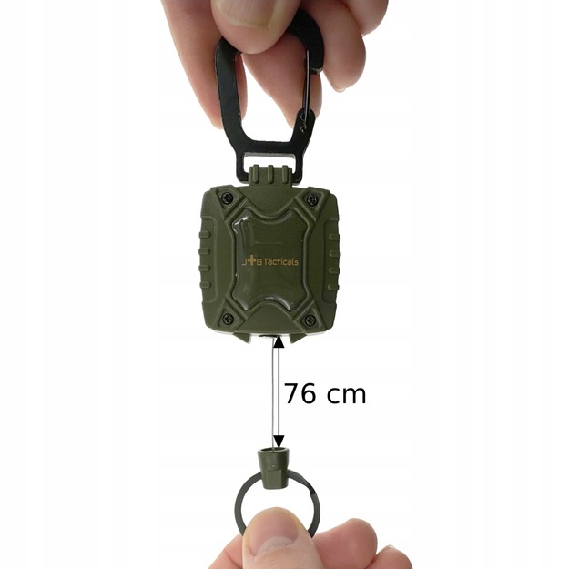 JB Tacticals taktiskais retraktors 75 cm ar karabīni &ndash; JB02, zaļ&scaron;