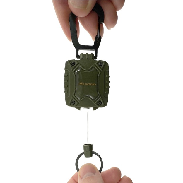 JB Tacticals taktiskais retraktors 75 cm ar karabīni &ndash; JB02, zaļ&scaron;