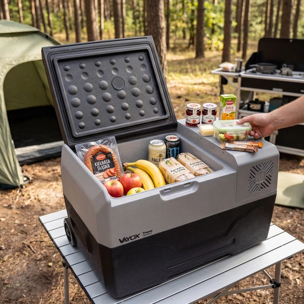 Travel fridge 35L DC 12/24V AC 220-240V, single-chamber, with wheels, Travel series VA-T35, Vayox