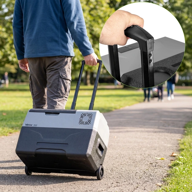Travel fridge 35L DC 12/24V AC 220-240V, single-chamber, with wheels, Travel series VA-T35, Vayox