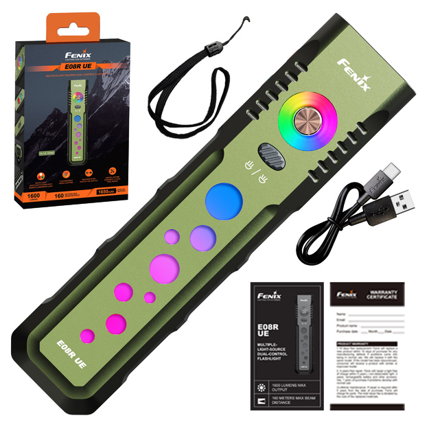 Fenix E08R UE EDC flashlight, green