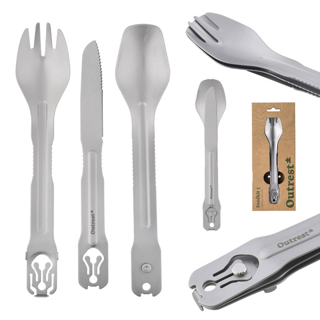 Outrest Foodkit 3-in-1 viegls ceļojumu galda piederumu komplekts