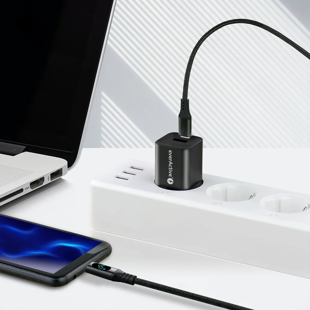 USB-C PD LCD kabelis 300 cm everActive CBB-3PDL Power Delivery 2.0 ar ātrās uzlādes atbalstu 2,25 A / 20 V 45 W