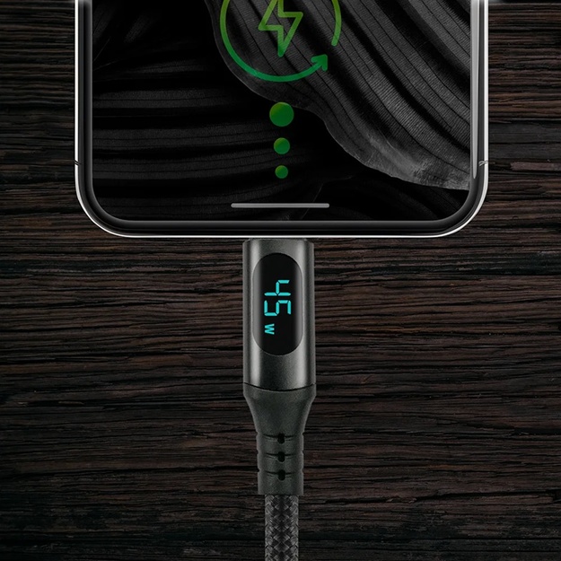 USB-C PD LCD kabelis 300 cm everActive CBB-3PDL Power Delivery 2.0 ar ātrās uzlādes atbalstu 2,25 A / 20 V 45 W