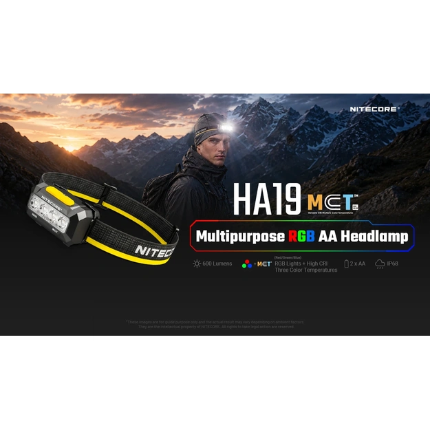 Nitecore HA19 MCT daudzkrāsu un daudztemperatūru pieres lukturis 600lm Hunter Green