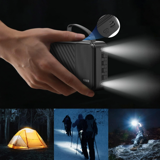 Dudao K11 20000 mAh ārējais akumulators ar iebūvētiem kabeļiem, melns