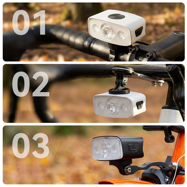 Rockbros QC1200 priek&scaron;ējais velosipēda lukturis, 1200 lm, USB-C &ndash; balts