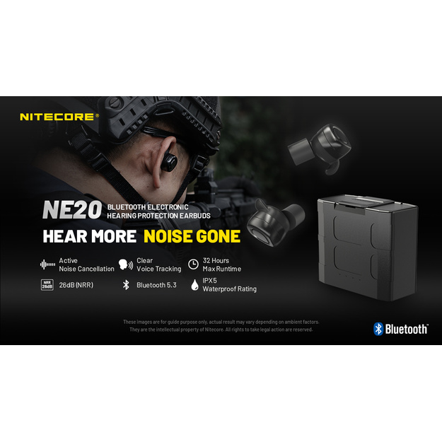 Nitecore NE20 Bluetooth austiņas ar aizsardzību pret trok&scaron;ņiem