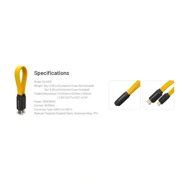 Nitecore NLink10 PD QC ātrās uzlādes USB-C kabelis ar apzeltītiem magnētiskiem savienotājiem