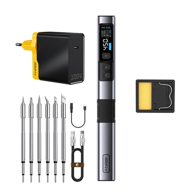 100 W smart soldering iron with FNIRSI HS-02A MAX tool kit