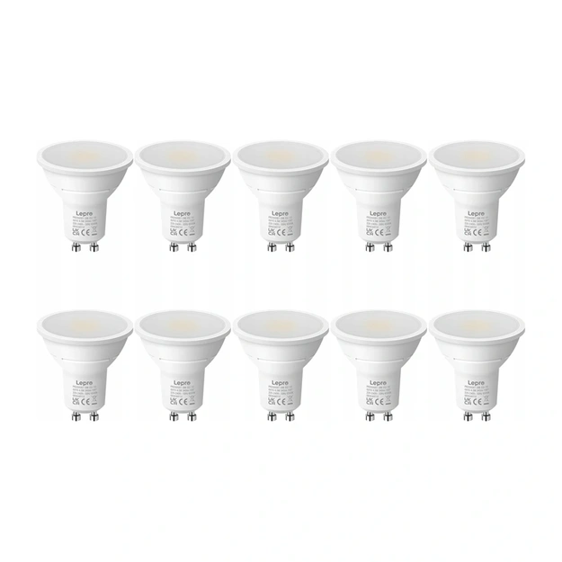 LEPRO 200081-DW-EU-10 GU10 LED Bulb, 4.5W, 345 lm, 6500K, 100&deg;, 10 pcs.