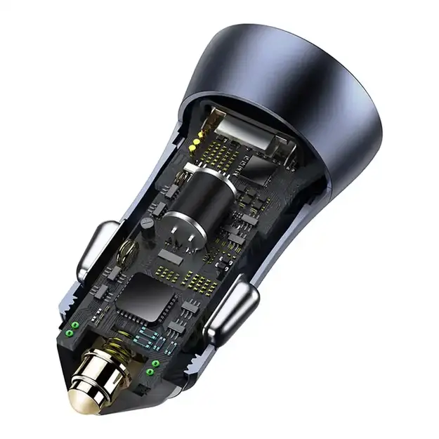 Auto aksesuāri Baseus Golden Contactor Pro, USB + USB-C, QC4.0+, PD, SCP, 40W (pelēks) + kabelis USB uz USB-C 1m (melns)