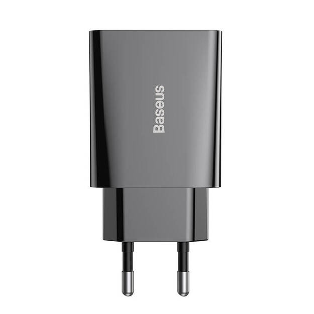 Baseus ātrgaitas mini lādētājs, USB-C, PD, 3A, 20W (melns)