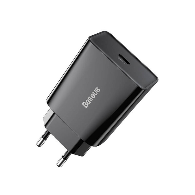 Baseus ātrgaitas mini lādētājs, USB-C, PD, 3A, 20W (melns)