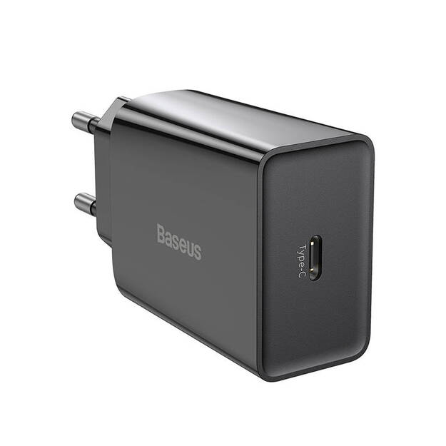 Baseus ātrgaitas mini lādētājs, USB-C, PD, 3A, 20W (melns)