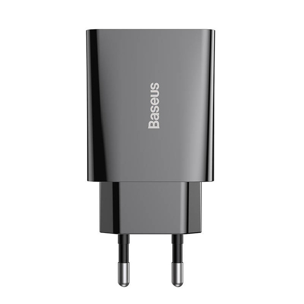 Baseus ātrgaitas mini lādētājs, USB-C, PD, 3A, 20W (melns)