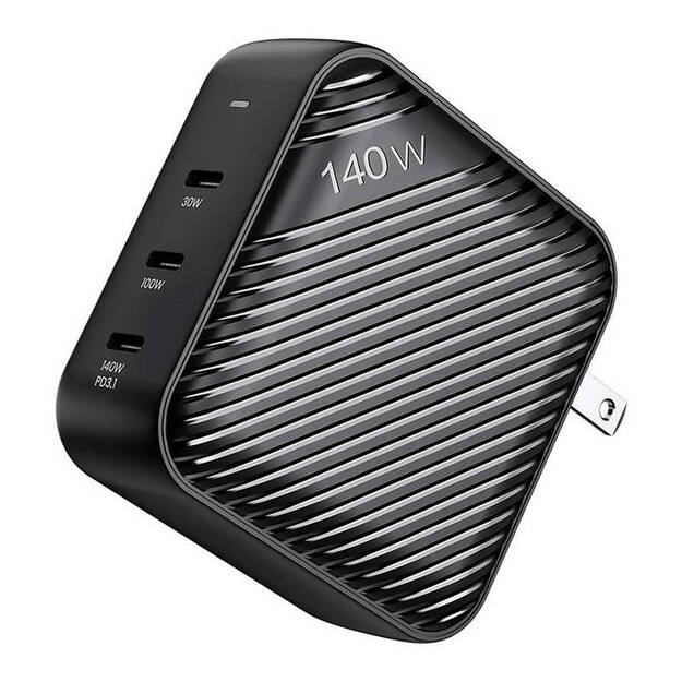 INVZI GanHub 3x USB-C Wall Charger, 140 Вт, EU/UK/AU/US (черный)