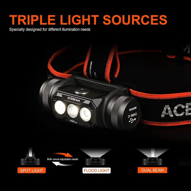 AceBeam H50 2.0 flashlight 2000lm