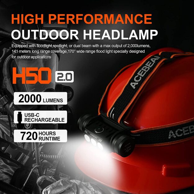 AceBeam H50 2.0 flashlight 2000lm