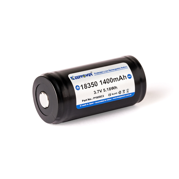 Keeppower 18350 - 1400mAh, 3,6V - 3,7V Li-ion akumulators ar PCB aizsardzību P1835C3